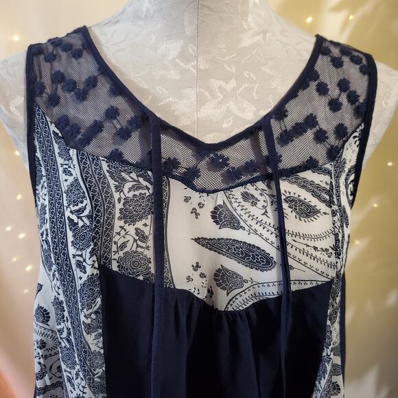 LA Hearts Paisley Patchwork Floral Lace Boho Babydoll Tank Women's Size S Hi-Low - Picture 5 of 9
